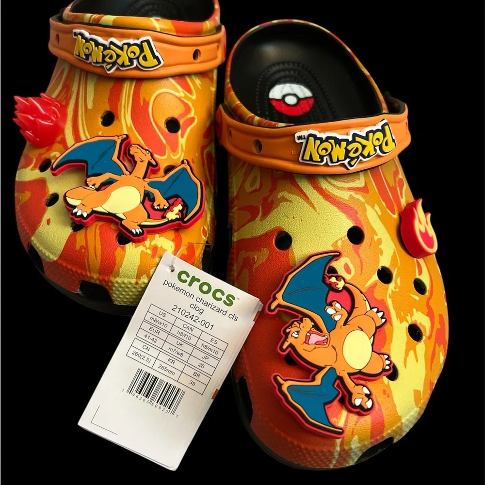 Crocs Pokémon Charizard Clogs with Poke Ball‎ Jibbitz Size 8 men’s/ 10 women’s